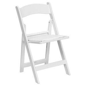 white Resin padded folding chair